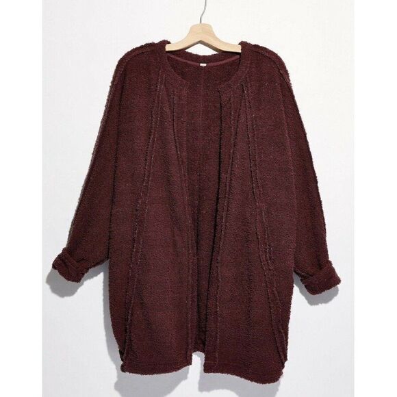 NWT FREE PEOPLE Sz M FOGGY MORNING CARDI FUZZY OPEN CARDIGAN SWEATER - Picture 4 of 6